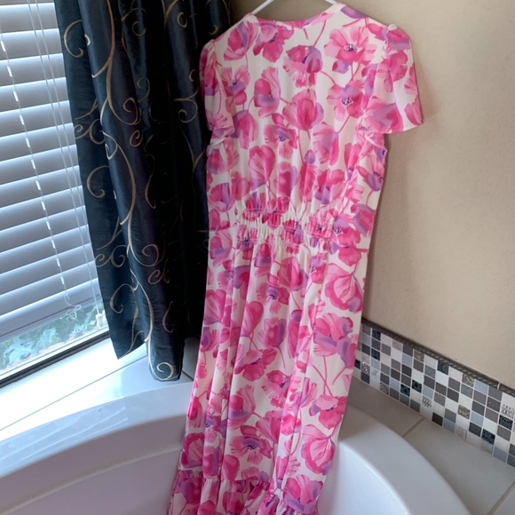 Talbots absolutely beautiful pink/fuschia floral dress worn once! Think "Easter" - Picture 3 of 6
